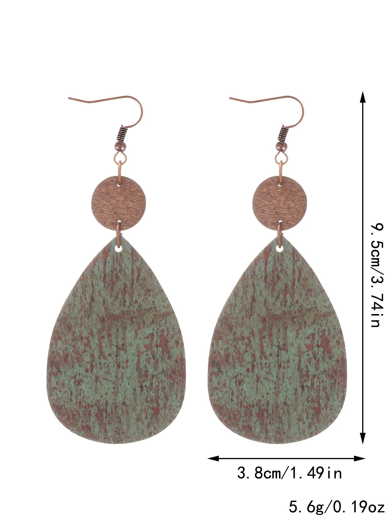 Wholesale Western Style Sunflower Cow Pattern Vintage Wood Grain Earrings